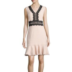 Rebecca Taylor | Tweed Contrast-Lace Sleeveless Dress, Ballerina Pink